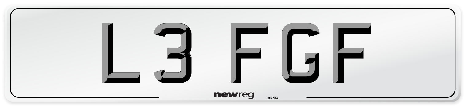 L3 FGF Number Plate from New Reg